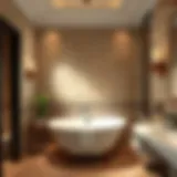 Elegant Bathroom with Rock Tile Accents Elegant bathroom featuring rock tile accents