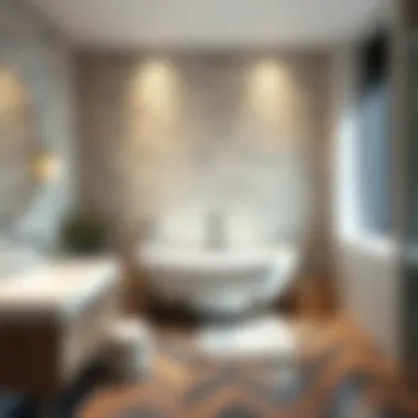 Rock Tile Installation in Stylish Bathroom Installation of rock tile in a stylish bathroom setting