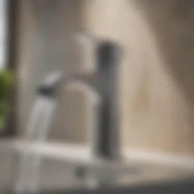 Close-up of a modern faucet with water-efficient features