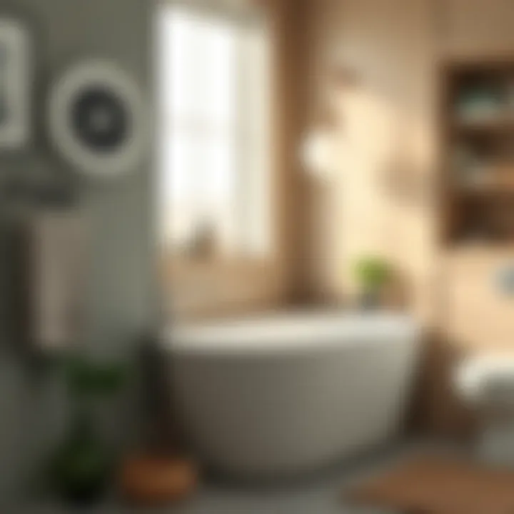 Panasonic bath fan with heater integrated into a stylish bathroom setting