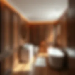 Elegant wood paneling in a modern bathroom