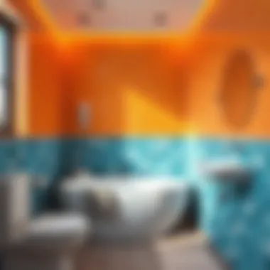 Vibrant ceramic tile wall panels adding color to a bathroom