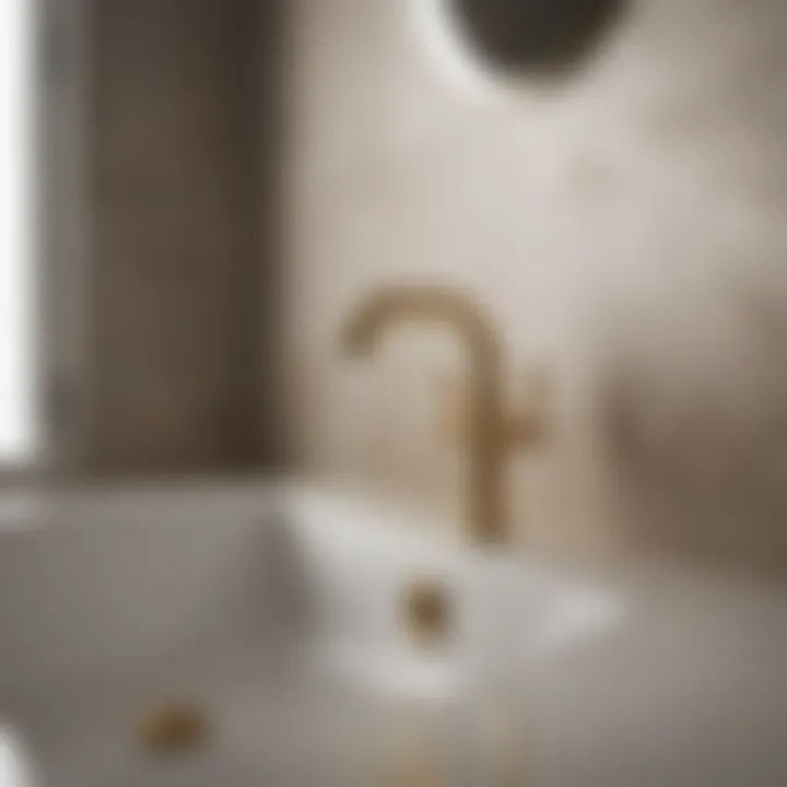 Elegant brushed gold faucet installed in a modern bathroom setting