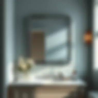 Elegant bathroom setting with chrome edged mirror accentuating design