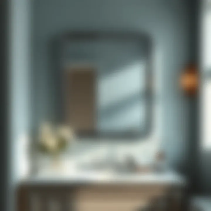 Elegant bathroom setting with chrome edged mirror accentuating design