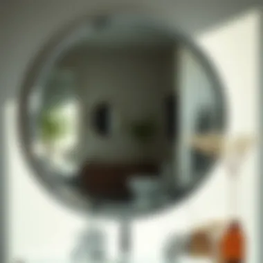 Stylish chrome edged bathroom mirror reflecting modern decor