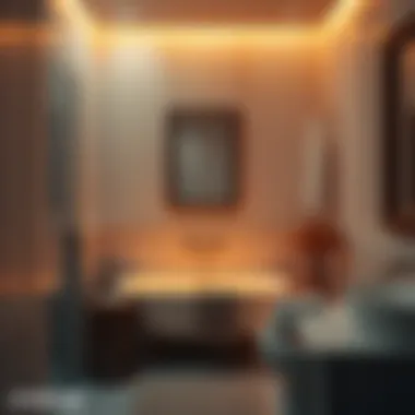 Warm lighting enhancing a tranquil bathroom atmosphere