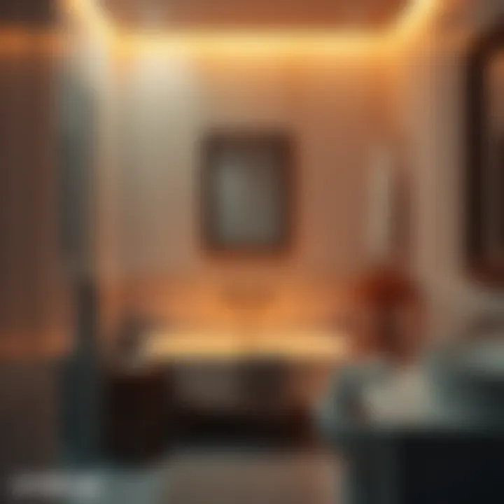 Warm lighting enhancing a tranquil bathroom atmosphere