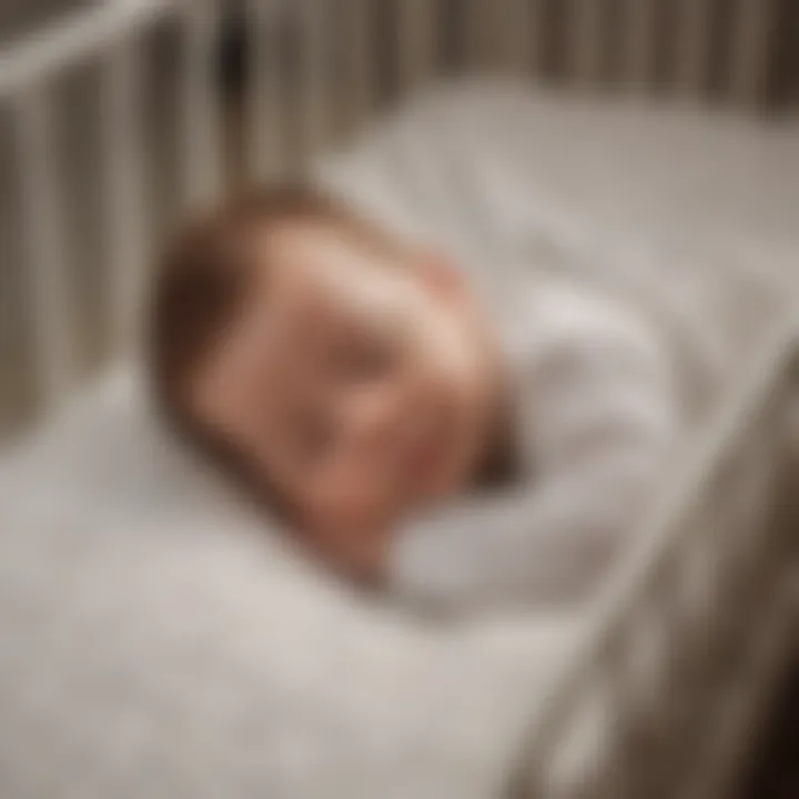 A serene sleeping baby on a 17 x 33 cradle mattress, demonstrating the mattress's impact on sleep quality.