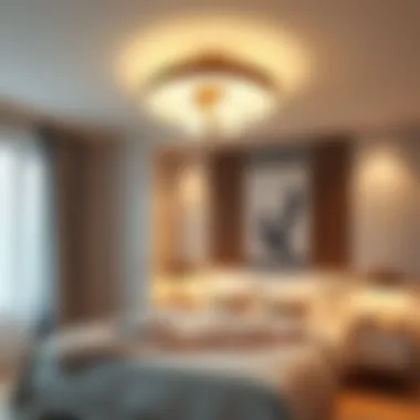 Contemporary Ceiling Light in Bedroom Contemporary ceiling light fixture in a cozy bedroom