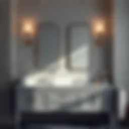 Sophisticated gray bathroom vanity with elegant fixtures