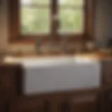 Rustic farmhouse sink with vintage faucet