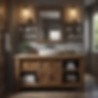 Rustic Farmhouse Bathroom Cabinet Design Rustic farmhouse bathroom cabinet with open shelving