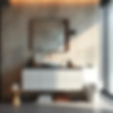 Modern minimalist bathroom vanity with integrated sink