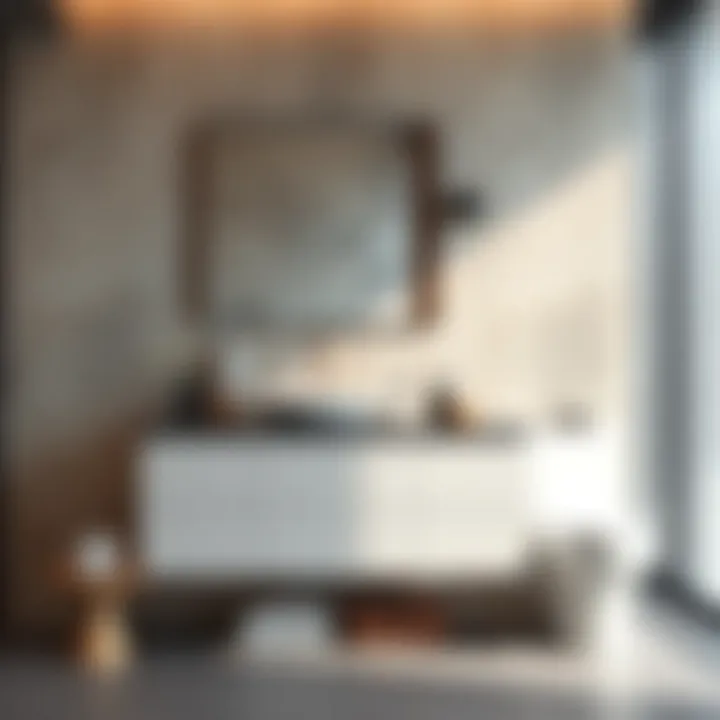 Modern minimalist bathroom vanity with integrated sink