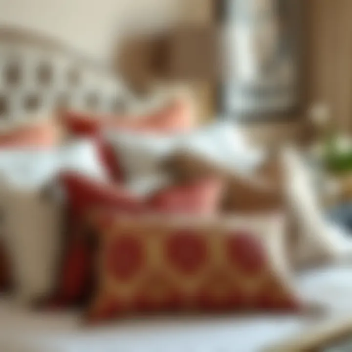 Stylish decorative pillows on a neatly made bed