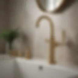 Elegant Kohler brushed brass faucet in a modern bathroom setting