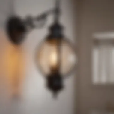 Vintage-inspired lantern light fixture complementing classic bathroom decor