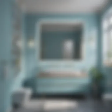 Contemporary bathroom with pastel blue walls and minimalist fixtures