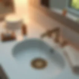 Elegant low profile sink drain in modern bathroom