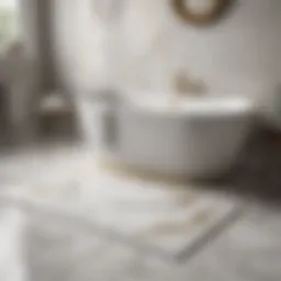 Elegant marble bathroom mat set in a modern decor