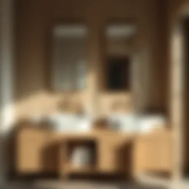 Close-up of a beautifully crafted double vanity with integrated storage and minimalist design