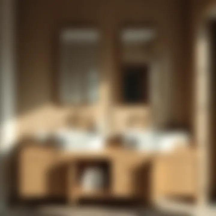 Close-up of a beautifully crafted double vanity with integrated storage and minimalist design