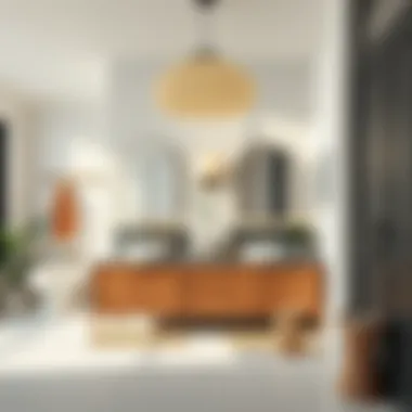 Spacious bathroom layout featuring a harmonious double vanity and complementary decor