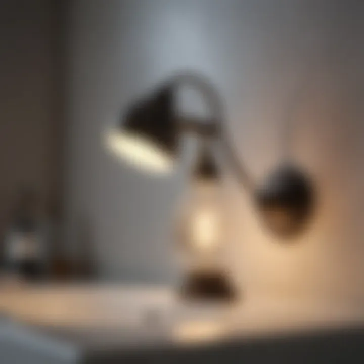 Energy-efficient mini lamp option on a bathroom shelf