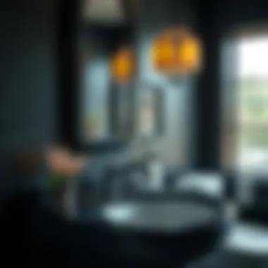 Stylish Bathroom with Oil Rubbed Bronze Sink Stopper A stylish bathroom featuring oil rubbed bronze sink stoppers harmonizing with the decor.