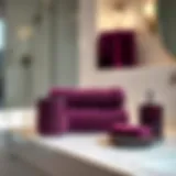 Elegant plum color towel set in a modern bathroom