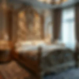 An exquisite Regency-style bed frame showcasing intricate carvings.