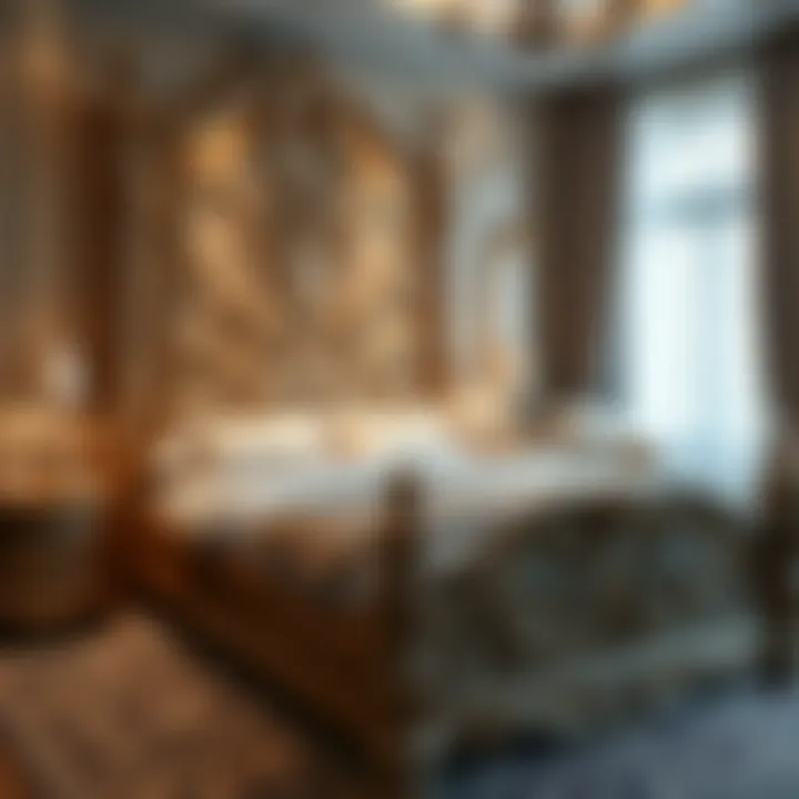 An exquisite Regency-style bed frame showcasing intricate carvings.