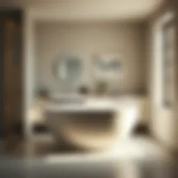 Elegant small round bathtub in a modern bathroom setting