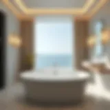 Luxury freestanding bathtub in modern bathroom setting