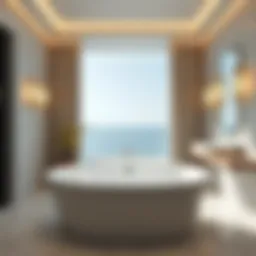 Luxury freestanding bathtub in modern bathroom setting