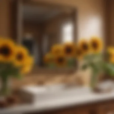 Warm color palette of sunflowers enhancing bathroom ambiance