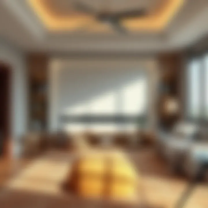 Cozy bedroom featuring a stylish tall TV stand