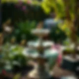 Elegant garden setting with a 24 inch bird bath