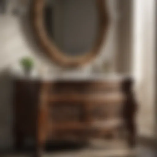 Elegant vintage bathroom vanity with intricate carvings