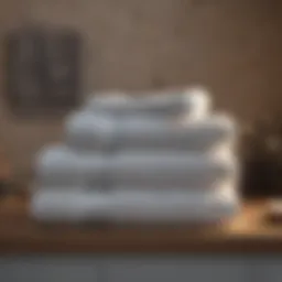 Luxurious bath towels displayed elegantly on a bathroom shelf