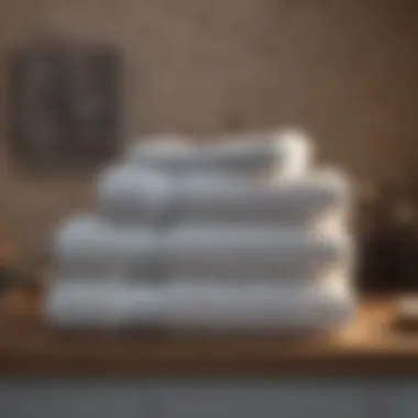 Luxurious bath towels displayed elegantly on a bathroom shelf