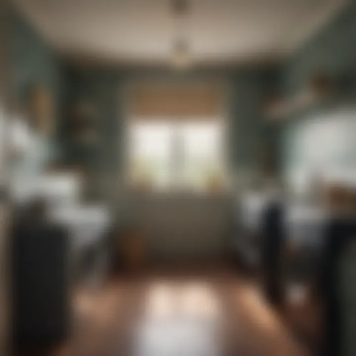 Vintage-inspired wallpaper enhancing laundry room charm