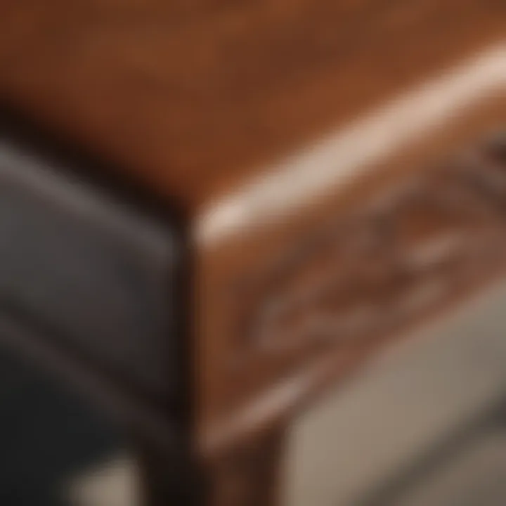 Close-up of cognac bench showcasing premium materials and craftsmanship