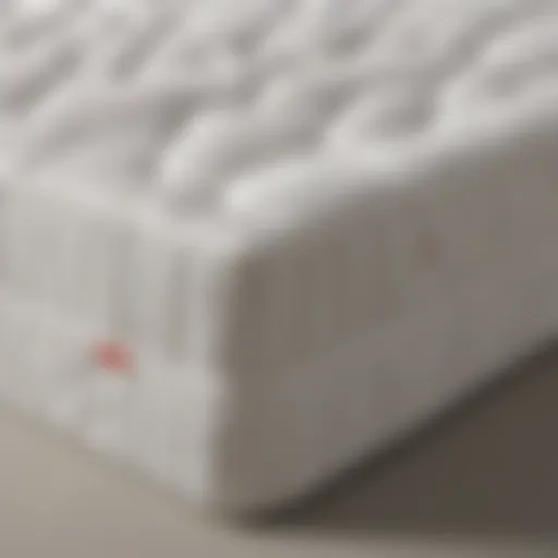 A close-up view of an inclined mattress topper showcasing its unique design and structure.