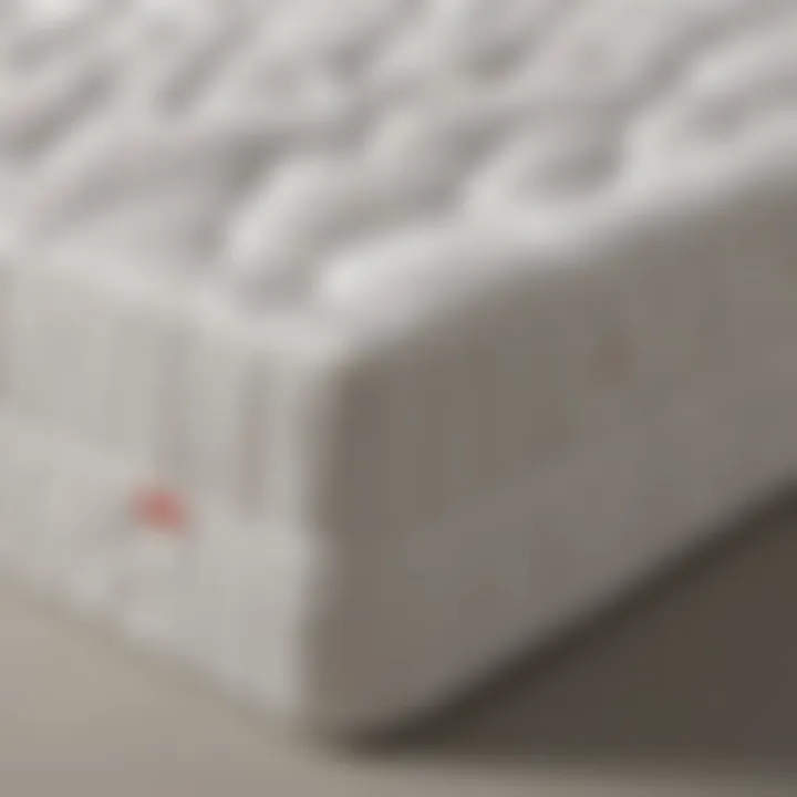 A close-up view of an inclined mattress topper showcasing its unique design and structure.