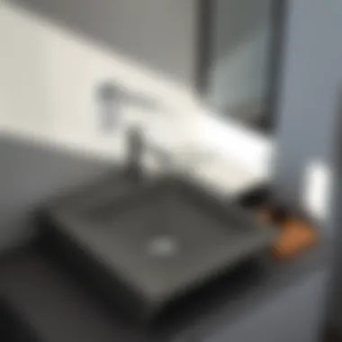 Sleek concrete bathroom sink top with minimalist features