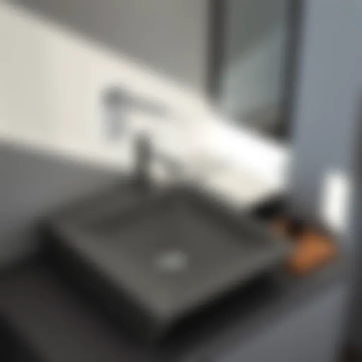 Sleek concrete bathroom sink top with minimalist features