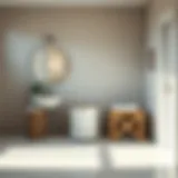 A sleek tall white laundry basket in a modern bathroom setting