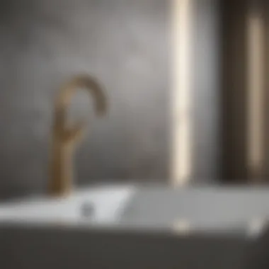 Stylish Roman bathtub faucet with sprayer and modern bathroom decor